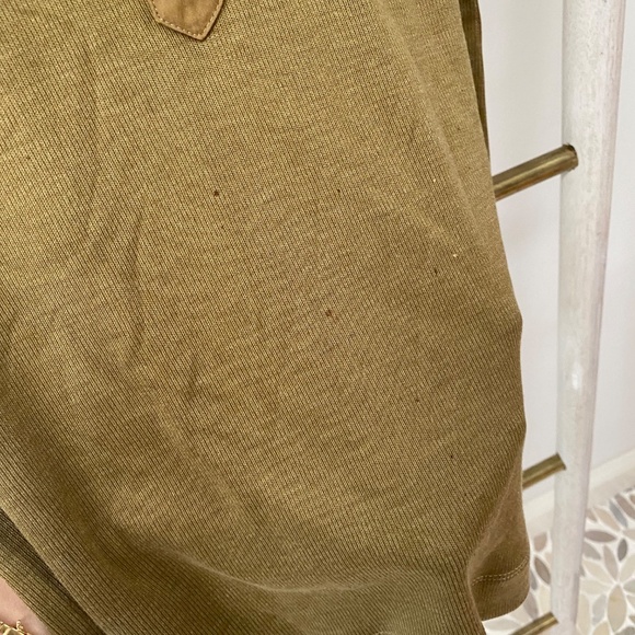 Gucci Ribbed Short Sleeves Silk Cotton Khaki Green Top Italy Size M - Picture 2 of 12